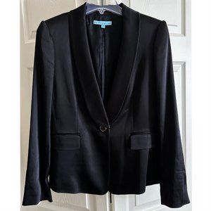 Antonio Melani Black Satin, Tuxedo Collar, Single Button Blazer, Size 6